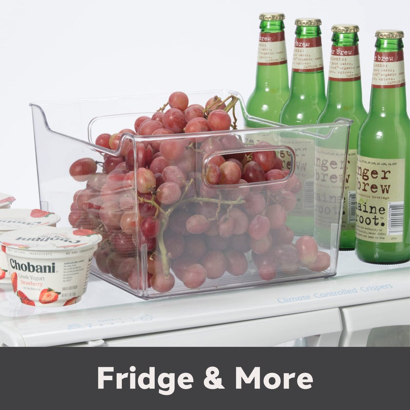 Oggi Storage Bin With Handles - Deep (9.75" x 9" x 6") - Ideal for Kitchen Organization, Pantry Storage, Fridge Organizing, Clear - Image 3